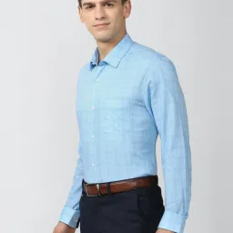 Peter England Blue Regular Fit Checks Shirt image 3