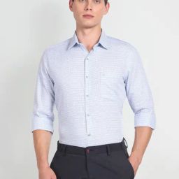 Arrow Blue Cotton Slim Fit Checks Shirt-picture-16