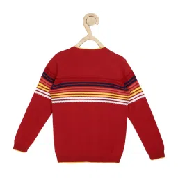 Allen Solly Junior Red Cotton Striped Sweater image 2