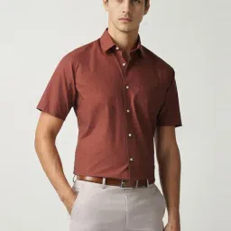 Van Heusen Maroon Cotton Regular Fit Shirt-image-80