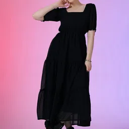 Femvy Women Square Neck Fit and Flare Midi Dress-picture-15