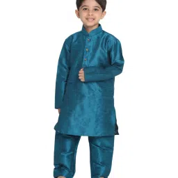 VASTRAMAY Kids Turquoise Kurta Set image 1