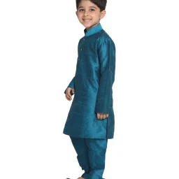 VASTRAMAY Kids Turquoise Kurta Set image 3