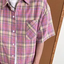 StyleCast x Revolte Checked Cutaway Collar Drop Shoulder Sleeves Oversized Shirt image 2