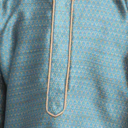 VASTRAMAY Boys Blue & Beige Self Design Kurta with Churidar image 2
