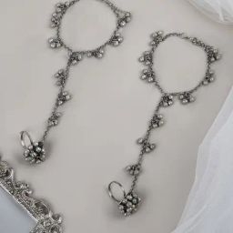 Teejh Mukkho Silver Oxidized Ghungroo Anklet-picture-5