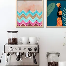 Kotart Teal & Orange 2 Pieces Boho Wooden Wall Arts image 3