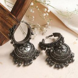 Teejh Rabya Silver Oxidized Jhumki Earrings-picture-39
