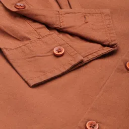 The Indian Garage Co Men Rust Orange Solid Cotton Casual Shirt image 3