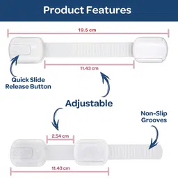 INOVERA (LABEL) Baby Safety Adjustable Cabinet Drawer Locks Straps, White (Pack of 6, Made in India) image 2