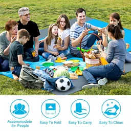 pritasha Extra Large Sandproof Waterproof Oversized Beach Mat, Quick Drying, Lightweight Picnic Blanket for 5-8 Adults, for Camping, Travel, Festival, Hiking (85 in x 80 in) image 5