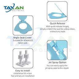 taxan polymers TAXAN Anglo Indian Toilet Seat Cover with Round Edges, PVC Cover for Indian Toilet Seat - High Glossy Finish, Sleek Design - Non-Soft Closing Commode Seat with Cover with Installation Kit (19.5x16 IN) image 5