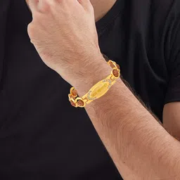 mahi Gold and Rhodium Plated Religious Jai Mata Di Rudraksha Bracelet for Men (BR1101023G) image 2