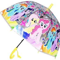 chaatewala ™ Pony Cartoon Horse Transparent Children's Dome Umbrella / Kids Umbrella / Multicolour image 1