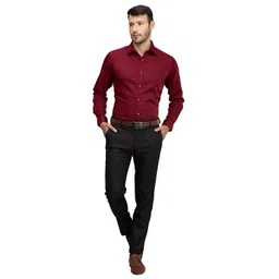 raymond Men's Slim Fit Solid Pattern Pure Cotton Full Sleeve Semi Cut Away Collar Formal Shirt image 5