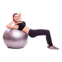 GISCO Anti-Burst Rubber Gym Ball with Free Foot Pump | Round Shape Swiss Ball for Exercise, Workout, Yoga, Pregnancy, Birthing, Balance & Stability (85 cm, Sky Blue) image 4