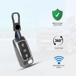 Auto Dean Heavy Duty Luxurious Metal Key Cover Compatible with Tiago Nexon Altroz Safari Storme Zest Bolt Tigor Punch Hexa Harrier etc. [3 Button Flip Key] image 2