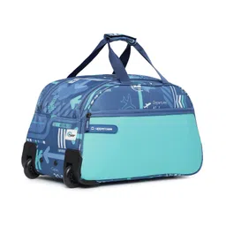 uppercase Polyester Jfk 52 Duffle Trolley Bag|Dust Resistant Travel Bag|Spacious Main Compartment|Smooth Wheels|Quick Front Pocket Access|Duffle Bag For Women & Men|1500 Days Warranty (Denim Blue) image 4