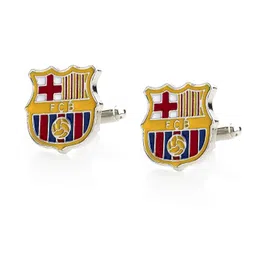shining jewel - by shivansh Shining Jewel Elegant Fancy and Designer Silver Plated Cufflinks for Men - FC Barcelona Accessories Design (SJ_7104) image 1