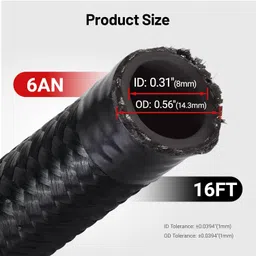 EVIL ENERGY 6AN Fuel Line Kit, AN6 Nylon Braided Fuel Line Hose Fitting Kit CPE 6AN Hose 16FT Black image 2