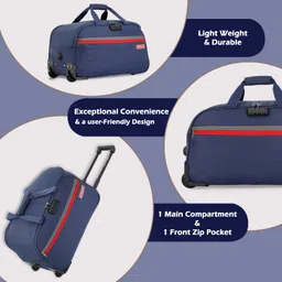 lavie sport Cabin Size 53 cms Victor Combi Anti-Theft Wheel Duffle Bag (Navy) image 5