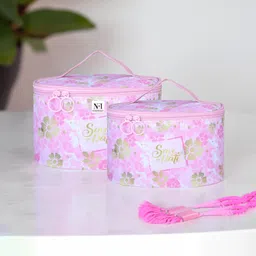 NFI essentials Set of 2 Piece Makeup Box Cosmetic Kit Storage Organizer Box Bridal Jewellery Organizer Trousseau Box Vanity Case for Women Girls image 5