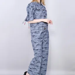 amoldo Denim Printed Co-Ord Set For Women | 2 Piece Denim Co-Ord Set For Girls image 2