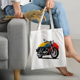 ashvah Canvas Tote Bags for Women, College Bag for Girls, Tote Bag for Shopping, Travel & Beach Bags for Women - Bike - D No - 132 image 2