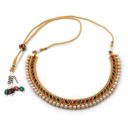 i jewels Gold Plated Traditional Green Choker Necklace Jewellery Set For Women/Girls (MC120) image 4