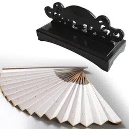 THE STYLE SUTRA Folding Fan Stand Simple Handheld Fan Holder for Restaurant Living Room Desk Black image 3