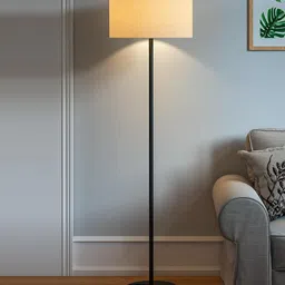 generic Ocean Home Decor Floor Lamp Standing Modern Silver Lamp Shade for Living Room Corner, Home, Hotel, Office (12 Inches, 4Ft Height) image 1