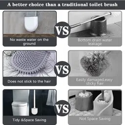 Roktry Toilet Brush and Holder Set for Bathroom, Flexible Toilet Cleaning Bowl Brush Head with Silicone Bristles, Compact Size for Storage and Organization (Multicolor) image 4