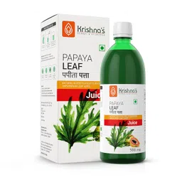 krishna's herbal & ayurveda Krishna's Papaya Leaf Juice - 500 ml | Fresh Papaya Leaves| Helps to boost platelets count image 1