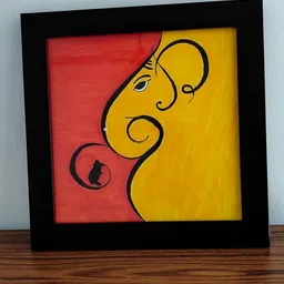 Ganesha love,hand painted ganesh with mushak image 1