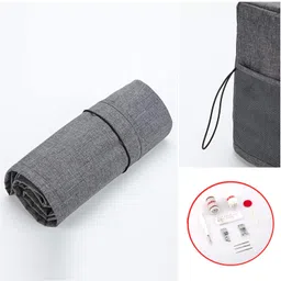 double r bags Plastic Sewing Machine Cloth Cover With Storage Pockets, Stitching Machine Silai Machine Compatible With Most Standard Singer Juki Jack Usha Brother Tailoring Silaaee Machines (Grey) image 4