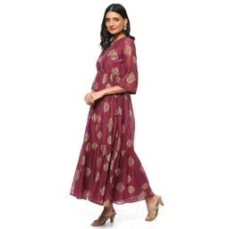 biba Women Cotton Blend Tiered Printed Maxi Dress image 2