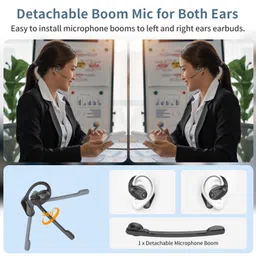 BANIGIPA Open Ear Headphones w/Detachable Boom Mic, True Wireless Earbuds w/DSP Noise Canceling Microphone for Calling, Bluetooth 5.4 Headset w/Charging Case for Office Home Working Traveling-60H image 3