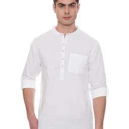 max Men's Long Sleeves Regular Fit Cotton Solid Shirt Kurta with Band Collar image 1
