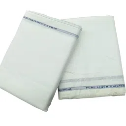 raymond Men's Combo of Unstitched 100% Pure Linen White Shirt and Trouser Fabric Set - Gift Pack (White_Free Size) image 1