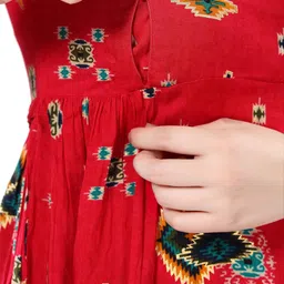 av2 Women's Rayon A-Line Maternity Nursing Kurti & Calf Length Dress image 4