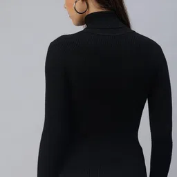 icw Women Knit-Rib Stretchable Turtle High Neck Full Sleeves Winter Pull Over Top (One Size 28-34 Inch Bust XS-S) image 3