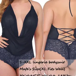 xivir Women's Sexy Lace Halter Sleep Romper Sleepwear Nightwear image 5