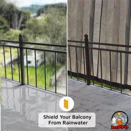 HIPPO 260 GSM Waterproof Plastic Outdoor Balcony Curtain Sun & Rain Protection Long Door Curtain (4.50FTX9.00FT, 2IN1 Pebble-Grey, 2 PC) image 3