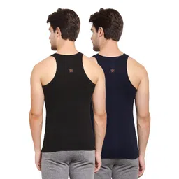 sporto Men's Round Neck Solid Vest, Premium Super Soft Cotton, Ultra Light (Combo Pack) image 2