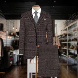 b bigreams - your comfort is our mission BIGREAMS Unstitched 70% Wool Three Piece Suit Fabric For Men's - Coat, Pants, Vest, Wrinkle Free Material for Nehru Jacket, Free Size, 0% color fade | 58" WIDE image 2