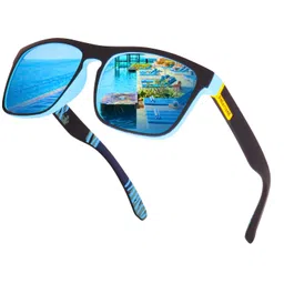 creek Premium Square Polarized Sunglasses | UV Protection Sunglasses | Light Weight, Durable, Matt Finished, Premium Looks | TR90 Sunglasses | Men & Women | Medium image 1