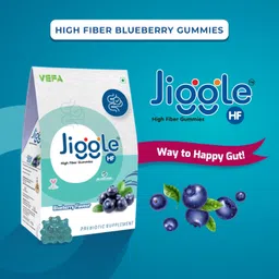 jiggle hf High Fiber Gummies | Good for Gut Health | Daily Fibre Supplement | Vegetarian and No Added Sugar | Tasty Blueberry Flavour | Prebiotic Supplement I Supports Digestion | 30 Gummies image 2