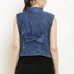 style beurua Denim Blazer for Women Girls Summer wea image 3