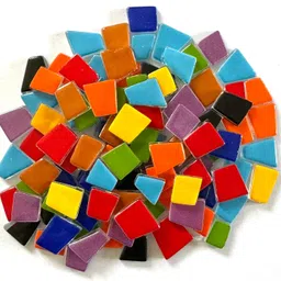 sai mosaic art Bold Collection Bright Assorted Irregular Trapezoid Glass Tiles - 150 Grams, 3.5mm Thickness, 95 to 100 Pcs image 1