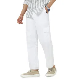 urbano fashion Men's Loose Baggy Fit Solid Cargo Chino Pant with 6 Pockets Non-Stretchable image 1